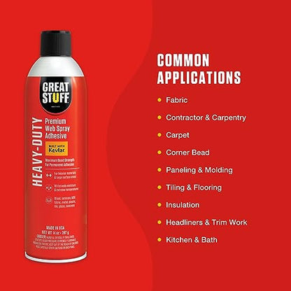 Great Stuff Heavy-Duty Web Adhesive 14 oz Aerosol 3 Pack - size: 3-Pack (14 oz), style: Heavy-Duty