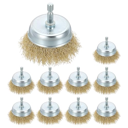 DTGN 10 Pcs 3 Inch Wire Cup Brush for Drill with 1/4 Inch Hex Shank