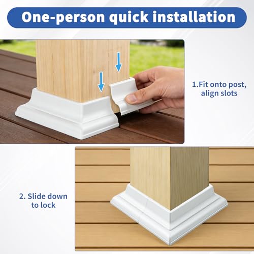 4-Pack Aluminum 4x4 Post Skirt - Split Deck Post Base Cover (White) - color: White English Style