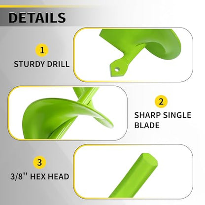 2"x32" Auger Drill Bit for Planting, Garden Auger for Planting Bulbs with Drill for 3/8" Hex Drive - size: 2"x32"-green