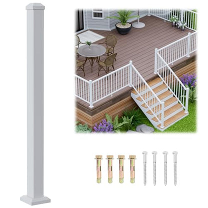 Egadis 1 Pack 2.56 in x 2.56 in x 39 in White Aluminum Railing Post - color: The 39in Post-1Pack