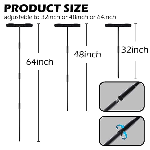 Sfcddtlg 64" Metal Ground Soil Probe Rod, Adjustable Soil Sample Probe