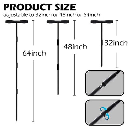Sfcddtlg 64" Metal Ground Soil Probe Rod, Adjustable Soil Sample Probe