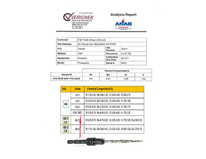 FTG USA #6 (9/64") Wood Countersink Drill Bit w/ 1 Repl. Bit & Hex Key - size: #6, style: Single + 1 Bit
