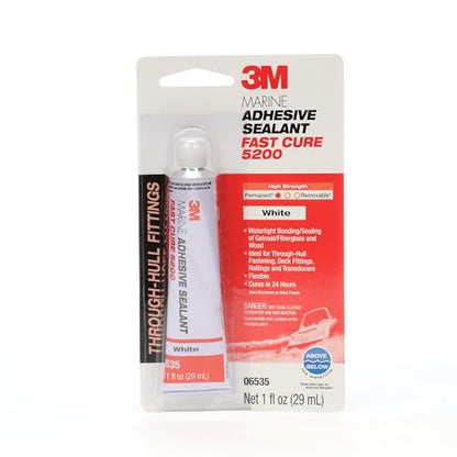 3M Marine Adhesive Sealant 5200FC, Fast Cure, White, 1 oz Tube - size: 1 fl oz Tube