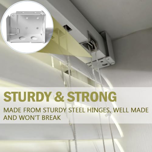 2PCS Mini Blind Brackets, Metal Window Blind Brackets, 2 inch White Window Blinds Headrail Holder Bracket for High Profile Blinds - size: 2-1/2x2-1/4inch