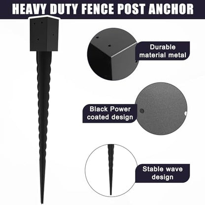 1Pcs 36"Fence Post Anchor Ground Spike| Black Powder-Coated| 4"x4" - size: 36"