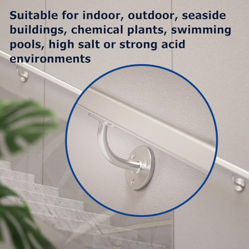 Stair Railing Bracket, 4 Pack Stainless Steel 316 Marine Grade Wall Mount Handrail Bracket for Wood & Metal Stair Railing, Support Flat Surface Square Tube, Brush Finish - size: Stainless Steel 316, style: 4 Pack