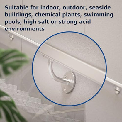 Hand Rail Brackets for Stairs, 2 Pack Stainless Steel 316 Marine Grade Wall Mount Handrail Bracket for Wood & Metal Stair Railing, Support Flat Surface Square Tube, Brush Finish - size: Stainless Steel 316, style: 2 Pack