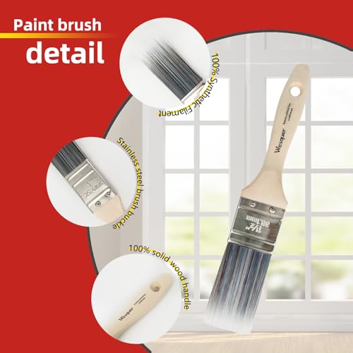 Wesquer 3 Inch Flat Paint Brushes 12 Pack Bulk Professional Coverage - size: Z3 inch (12 pack)