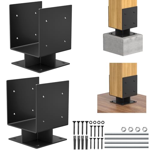 2Pcs 8x8 Concrete Post Base,Heavy Duty Adjustable Anchor Bracket - size: 8x8