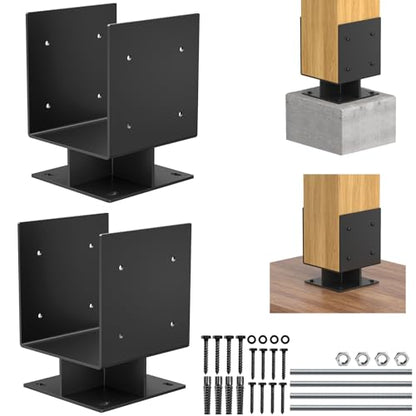 2Pcs 8x8 Concrete Post Base,Heavy Duty Adjustable Anchor Bracket - size: 8x8