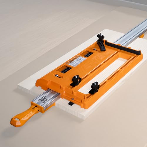 POWERTEC 72390 Circular Saw Track Plate with 36 Inch Straight Edge Clamp, Tool-Free Mounting System, Adjustable Fence for Fast and Accurate Cuts - size: 36 Inch Circular Saw Guide w/ Saw Plate