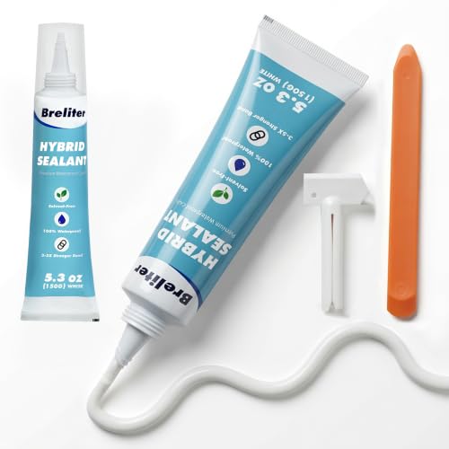 Breliter Silicone Caulk, White Caulk, Hybrid Sealant, 5.3 oz