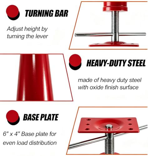 6x6 Screw Jack Post 14.5" - 18.5" Adjustable House Floor Jacks 30k lbs Cap. - color: Red, size: 6" x 6" ( 1 PC )