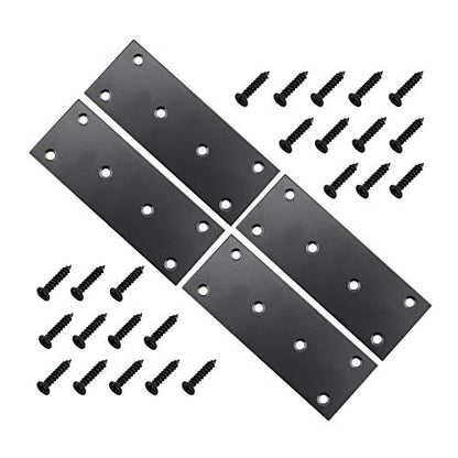 4 Pack Flat Straight Brace Brackets,ULIFESTAR Stainless Steel Mending Bracket Plate Metal Shelf Support Fixing Joining Plate for Furniture,Wood,Shelves,Cabinet with Screws Black (48x128mm/1.9x5'') - size: 48 x 128 x 2 mm