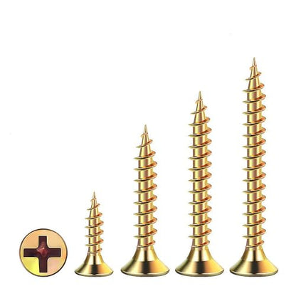 Wensilon # 4X5/8 (680PCS) Flat Head Color zinc Wood Screw 3X16, Quick Metal self Tapping Flat Head - color: Yellow, size: #4x5/8"