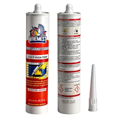 2500°F High Temp Stove Gasket Cement, Black 10 oz – Silicate-Based Stove Pipe Sealant, Non-Flammable & Paintable Fireplace Sealant Caulk for Wood Stove,Chimneys, Ovens, Grills, Furnace & Flue Joints