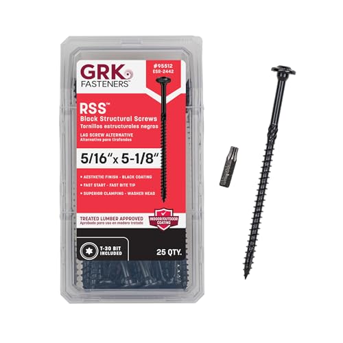 GRK Fasteners RSS™ 5/16 x 5-1/8" Rugged Structural Screws, Black, 25 PCS - size: 5/16" x 5-1/8"