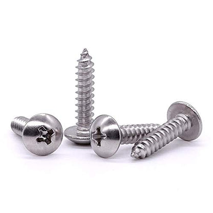 #4 x 3/4" Truss Head Wood Screw, Phillips Truss Head Self Tapping Sheet Metal Tek Screw, 18-8 Stainless Steel 304, Brgiht Finish, 100 PCS - size: #4 x 3/4"
