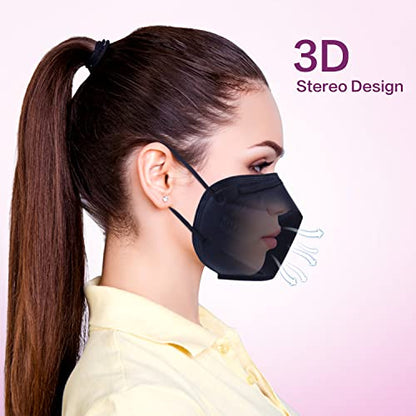 Miuphro 50 Pack Cup Dust Safety Disposable Masks, KN95 5-Layer Foldable Masks - color: Purple