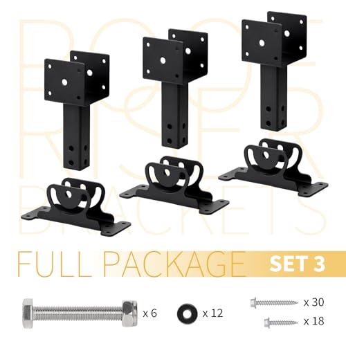 3-Pack Adjustable Roof Riser Brackets Kit Heavy Duty Beam Mount - color: Set 3, size: Small