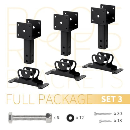 3-Pack Adjustable Roof Riser Brackets Kit Heavy Duty Beam Mount - color: Set 3, size: Small