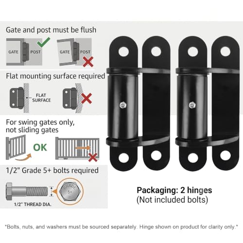7" Heavy Duty Gate Hinges, 1100 lb, Black 2 Pack, Face-Mount Bolt/Weld-On - size: 2060P