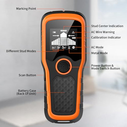 Stud Finder Wall Scanner, Advanced 5-in-1 Detector, Orange