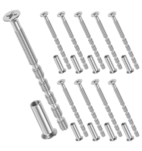 10Set Cabinet Knob Screws, Adjustable M4 Door Handle Screws Bolt & Sleeves