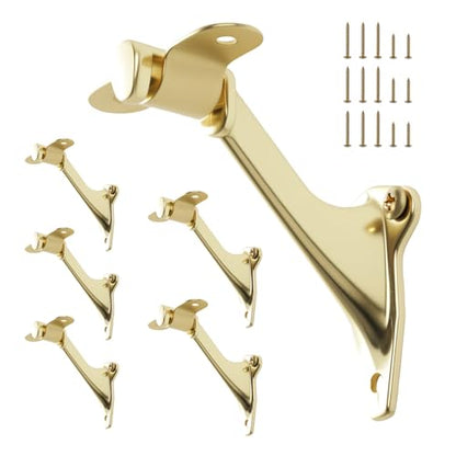 HOME MASTER HARDWARE Handrail Bracket for Stairs, Bright Brass, 6 Pack - color: Bright Brass, size: 6 Pack