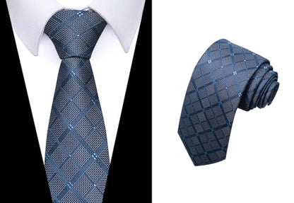 joy alice Tie For Men 6 PCS Necktie Woven Jacquard Neck Ties Set Neck Ties - color: Navyblue Yellow Navyblue Babybluenavyblue Navyblue Black