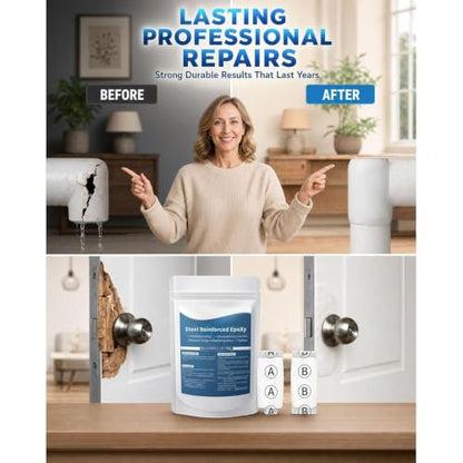 Steel Reinforced Epoxy Putty - Epoxy Putty Fast Repair Clay,2-Part Waterproof Heat-Resistant Repair Kit for Metal Wood Tile Ceramics for Bonding Repairing Sculpting