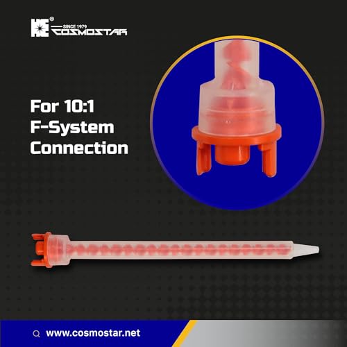 CosmoMix Helical Static Mixer Nozzle Tube Tip, K-System for 4:1/10:1 Mixing Ratio, 2.9 Inches, 16 Elements, 10 Pieces Epoxy Mixing Nozzle Tip For Adhensive Gun (RCF10-08-18S)