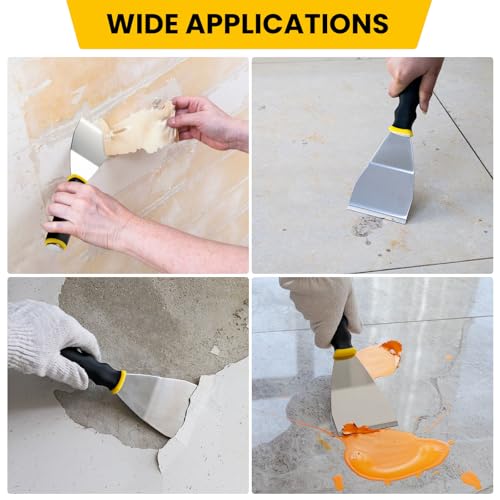 Mister Rui 3" Heavy Duty Bent Scraper, Hammer End with Pole Socket - color: Yellow