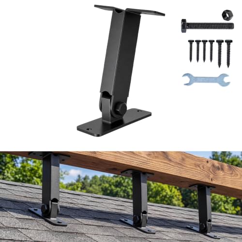 Heavy Duty Roof Riser Brackets, 180° Adjustable Patio Roof Riser, Black Metal Roof Riser Brackets for Patio Cover, Pergola, Gazebo, Wood Post (1 Pack) - color: Adjustable base, size: 1pcs