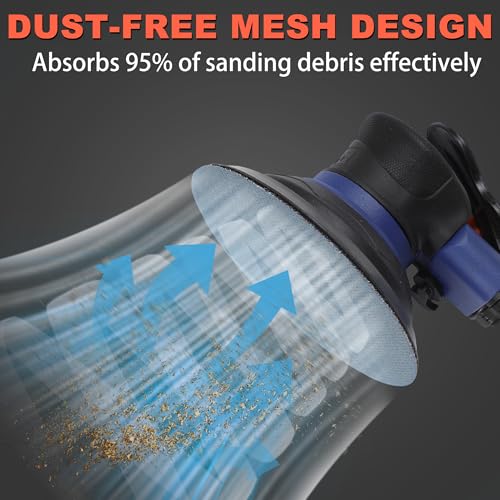 5 Inch Mesh Sanding Discs Assortment: 50Pcs Premium Ceramic Net Sanding Disc 80 120 180 240 320 Assorted Grit, Dustless Hook & Loop Sandpaper for 8 Hole Orbital Sander, Automotive/Wood Polishing