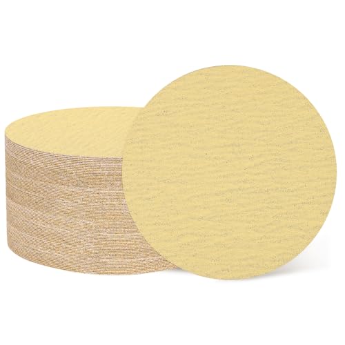 HARFINGTON 100 Pcs 5 Inch Sanding Discs 120 Grit Yellow Aluminum Oxide - size: 5 Inch(120 Grit)