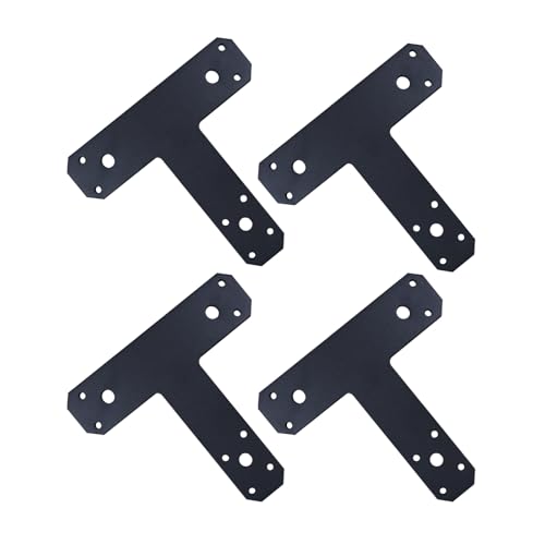 6.5" x 5.7" Post to Beam Bracket, 4Pcs T Post Brackets for Truss Framing, Thickness 4mm T Plate for Repairing Fixing Connecting Mending Plate - Post to Beam Connectors
