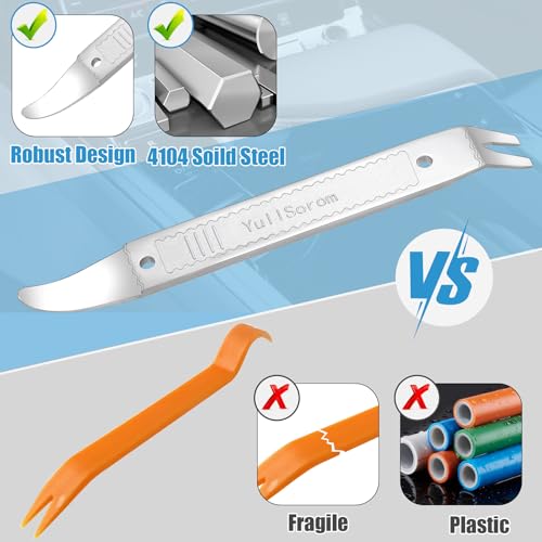 4140 Dual-purpose Steel Pry Bar, Multi-Function Trim Removal Tool for Automotive Panel,Planes Panel, Interior &exterior Trim Removal (Silver Pry Tool 2pc) - size: Double Head silver 2pcs