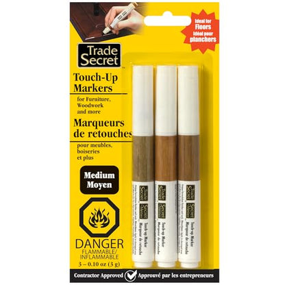 Trade Secret Trio Wood Touch-Up Markers, Furniture Scratch Repair - color: Medium Tones