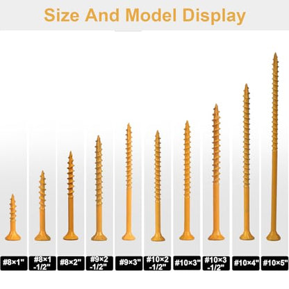 Deck Screws 3 Inch, Wood Screws #10×3", 300 Pcs, Tan - size: #10×3"
