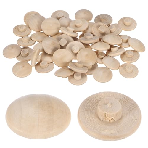 M METERXITY 50-Pack Wood Plugs for Screw Holes, 20 x 7mm Beech Button Wood Top Plugs for Furniture/Stair/Chair/Craft, Flat Head Decorative Wooden Cover - size: 20x7mm
