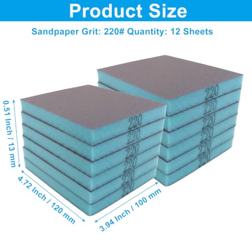 12 Pcs 220 Grit Sanding Sponge - size: #220