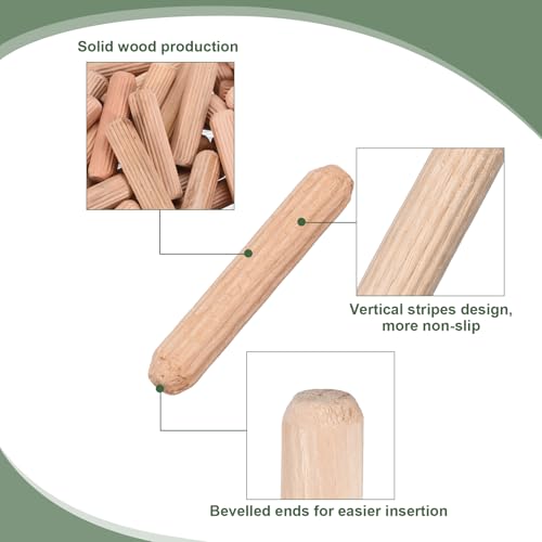 uxcell 120 Pcs Wooden Dowel Pins 5x30mm(0.2x1.18) Fluted Beveled Ends Wood Dowel Pegs Dried Hardwood for Woodworking Furniture Shelf - size: 5x30mm