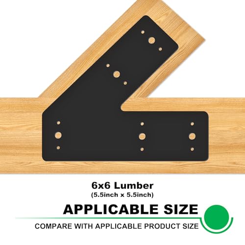 4pcs 10x3 45 Degree Angle Steel Flat Plate Pergola Bracket Heavy Duty for Wood 4x4, 6x6 Lumber Powder Coated, Truss Framing Bracket, Post Mending Plate Black - size: V-45deg-10x3