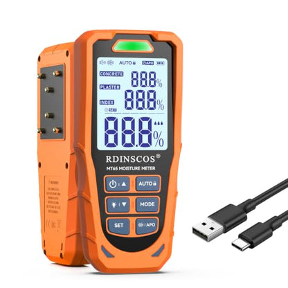 RDINSCOS Rechargeable Moisture Meter for Wood, Walls & Hardwood (Orange) - color: Orange