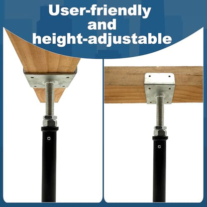 2 Pack U-Shaped Floor Jack - Adjustable Steel Beam Support for 4x2, 4x4, 4x6 Joists Heavy Duty Screw Jack with U-Head Telepost & House Jack.6-8.5 Inch Adjustment Range. - size: 6-9