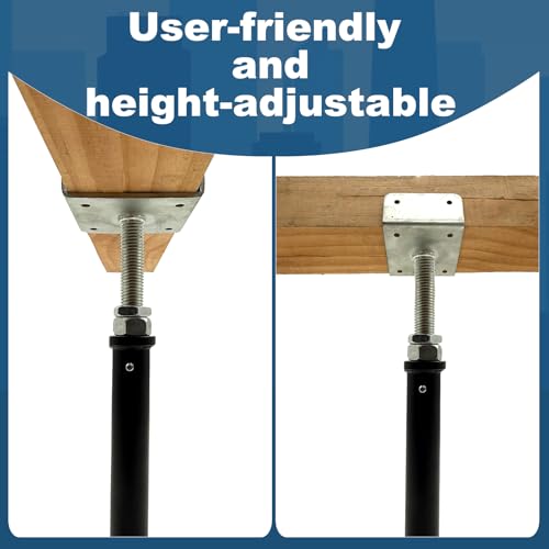 4 Pack U-Shaped Floor Jack - Adjustable Steel Beam Support for 4x2, 4x4, 4x6 Joists Heavy Duty Screw Jack with U-Head Telepost & House Jack.6-9 Inch Adjustment Range - size: 6-9