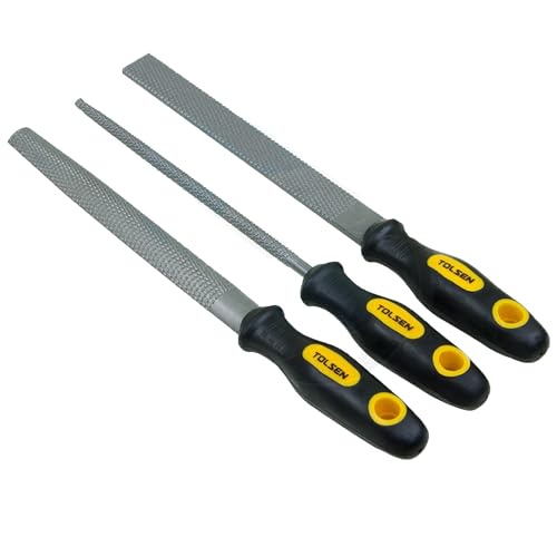 TOLSEN 3pcs Carbon Steel Rasp File Set Grinder Half Round Flat Wood Woodwork
